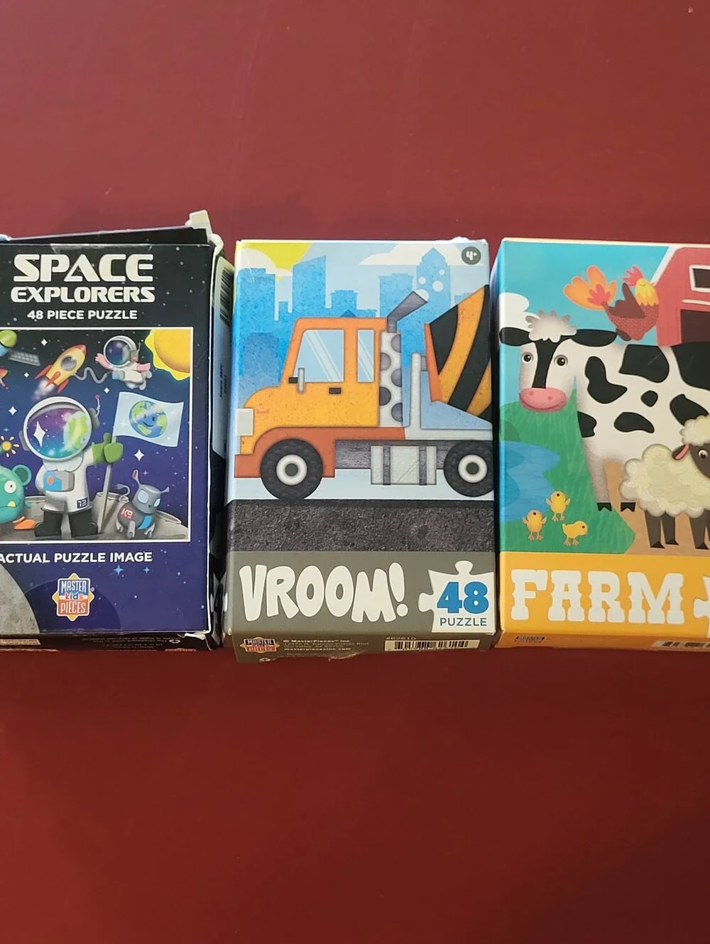 Master Kids Pieces Puzzle Farm Vroom Space Explorers Games Puzzles Lot Of 3